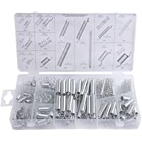 Los mejores  - MINGZE 200pcs Resortes Surtido- Resorte de compresión- Resortes de extensión Kit de herramientas de acero plateado Zinc…